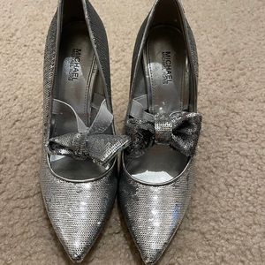 Michael Kors silver sequin heels BNWOT size 6